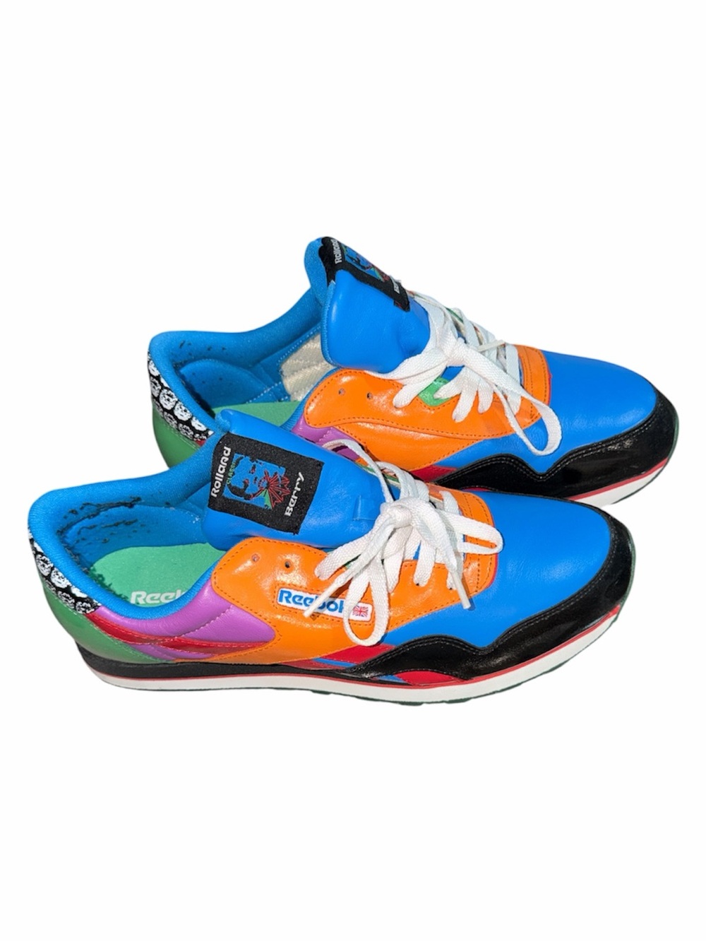 Reebok Size 13 Blue/Orange Rolland Berry Classic Leather Multicolor Sneaker
